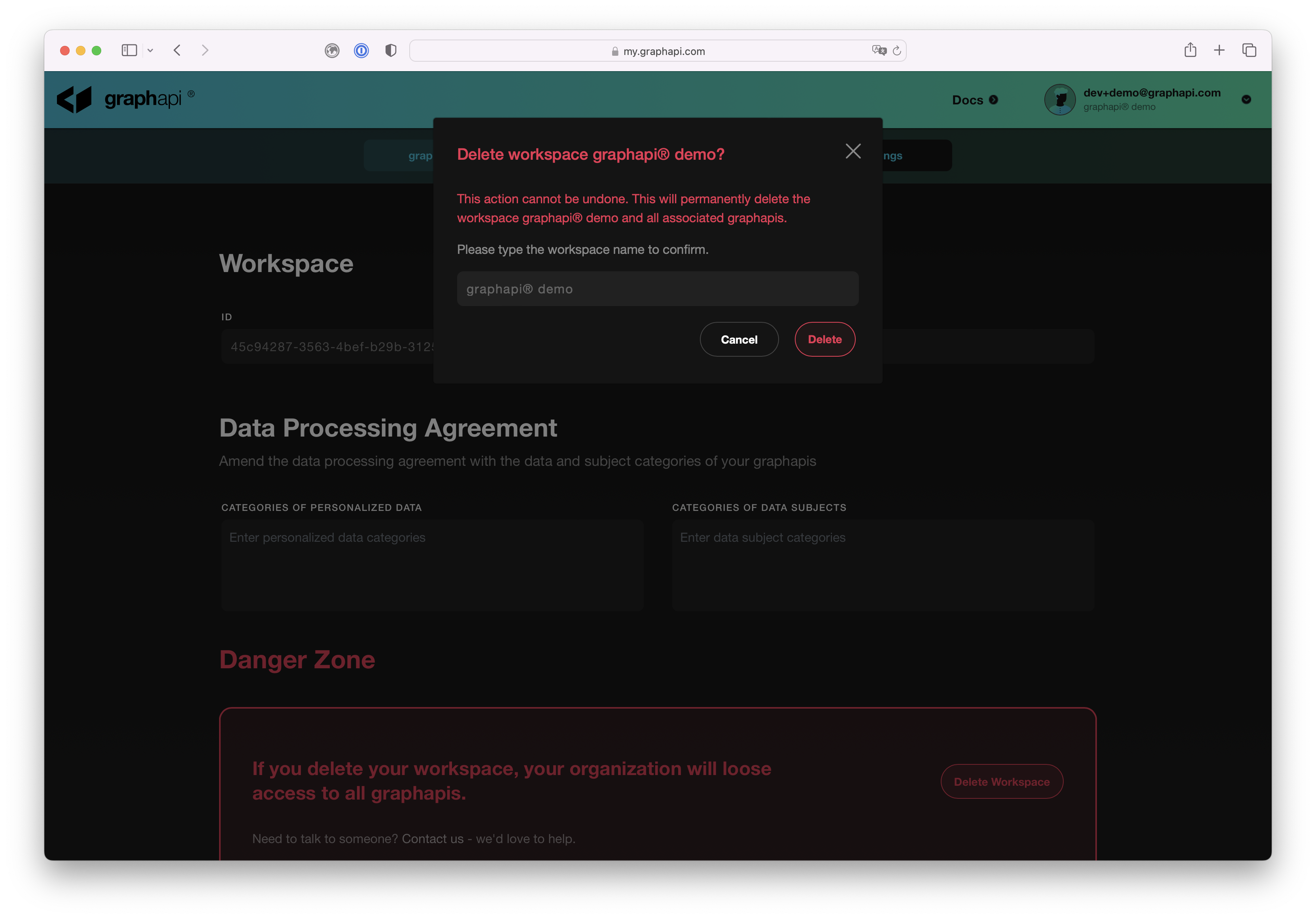 Delete Workspace